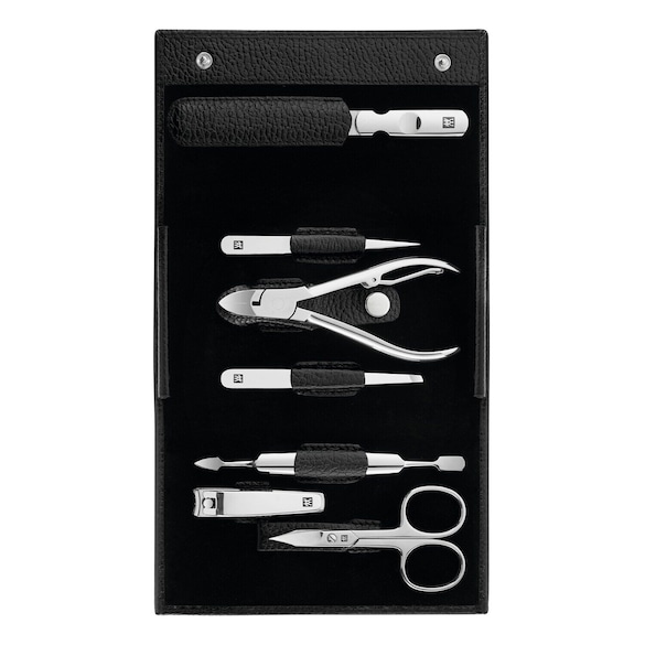 Maniküre Pediküre Set 7tlg. mit Nagelknipser, Leder, schwarz, ZWILLING BEAUTY