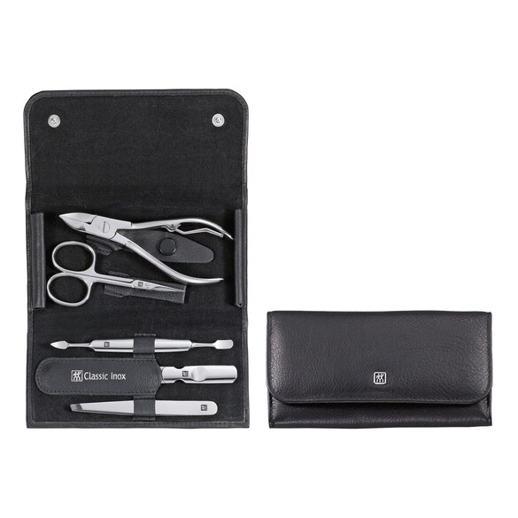 Maniküre Pediküre Set 5tlg. mit Nagelzange, Leder, schwarz, ZWILLING BEAUTY