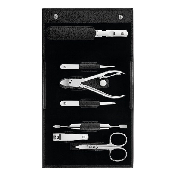 Maniküre Pediküre Set 7tlg. mit Nagelknipser, Leder, schwarz, ZWILLING BEAUTY