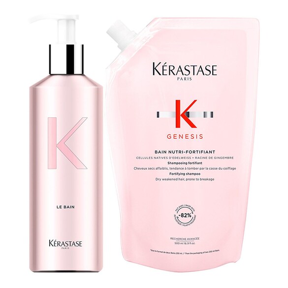 Genesis Bain Nutri-Fortifiant - Nachfüllbare Aluminiumflasche und Nachfüllpack, KÉRASTASE