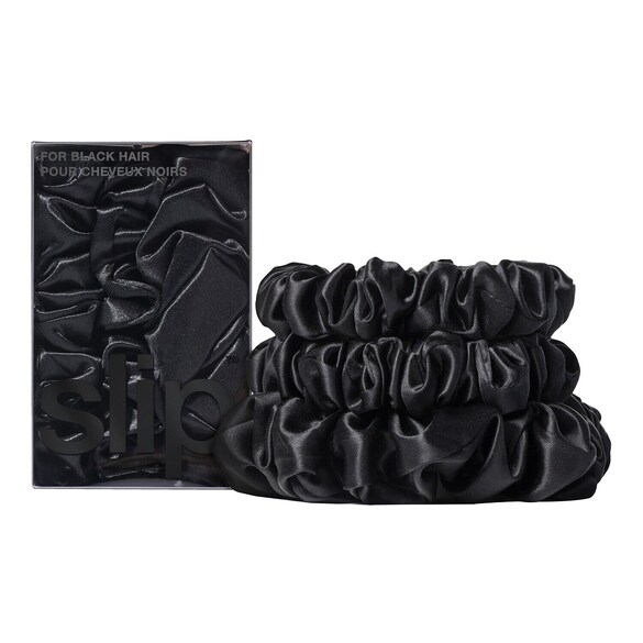Back to basics - Haargummis aus reiner Seide Schwarz, SLIPSILK