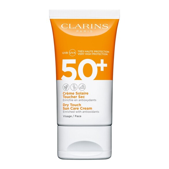 Crème Solaire Toucher Sec Visage UVB/UVA 50+, CLARINS